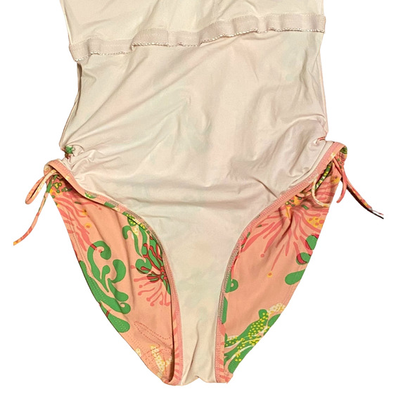 Lilly Pulitzer One-Piece Pink Swimsuit Adjustable Ruched‎ Side Ties High Cut Leg - Picture 8 of 11